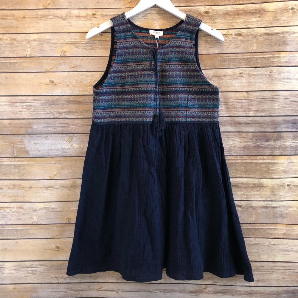Umgee Boho Embroidered Sleeveless Tassel Mini Dress Size Small NWT